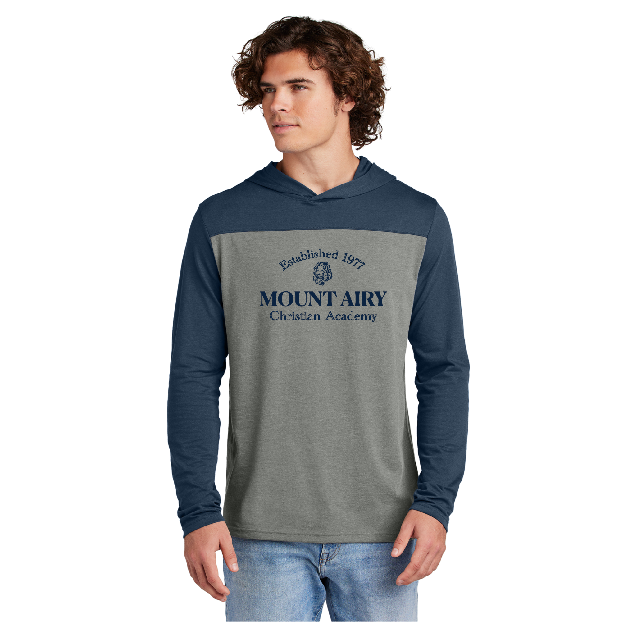MACA041 Navy/Grey Long Sleeve Hoodie