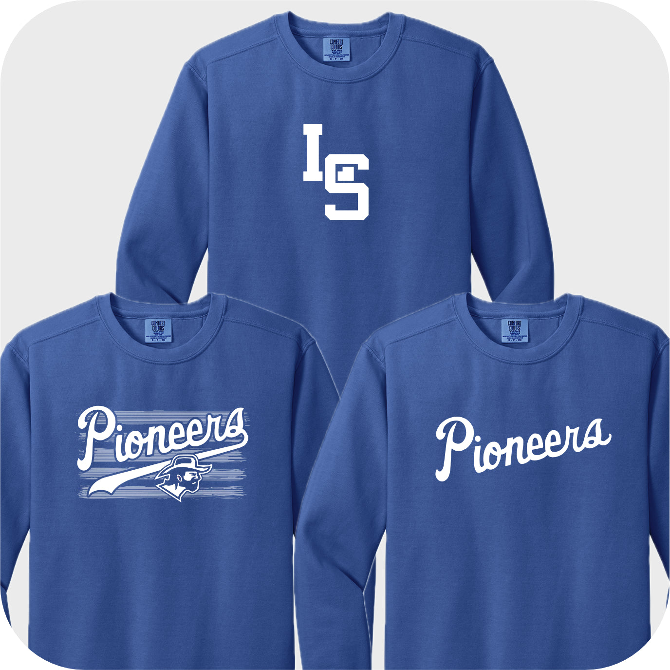 LSELEM01 - 08 Flo Blue Comfort Color Crew Sweatshirt