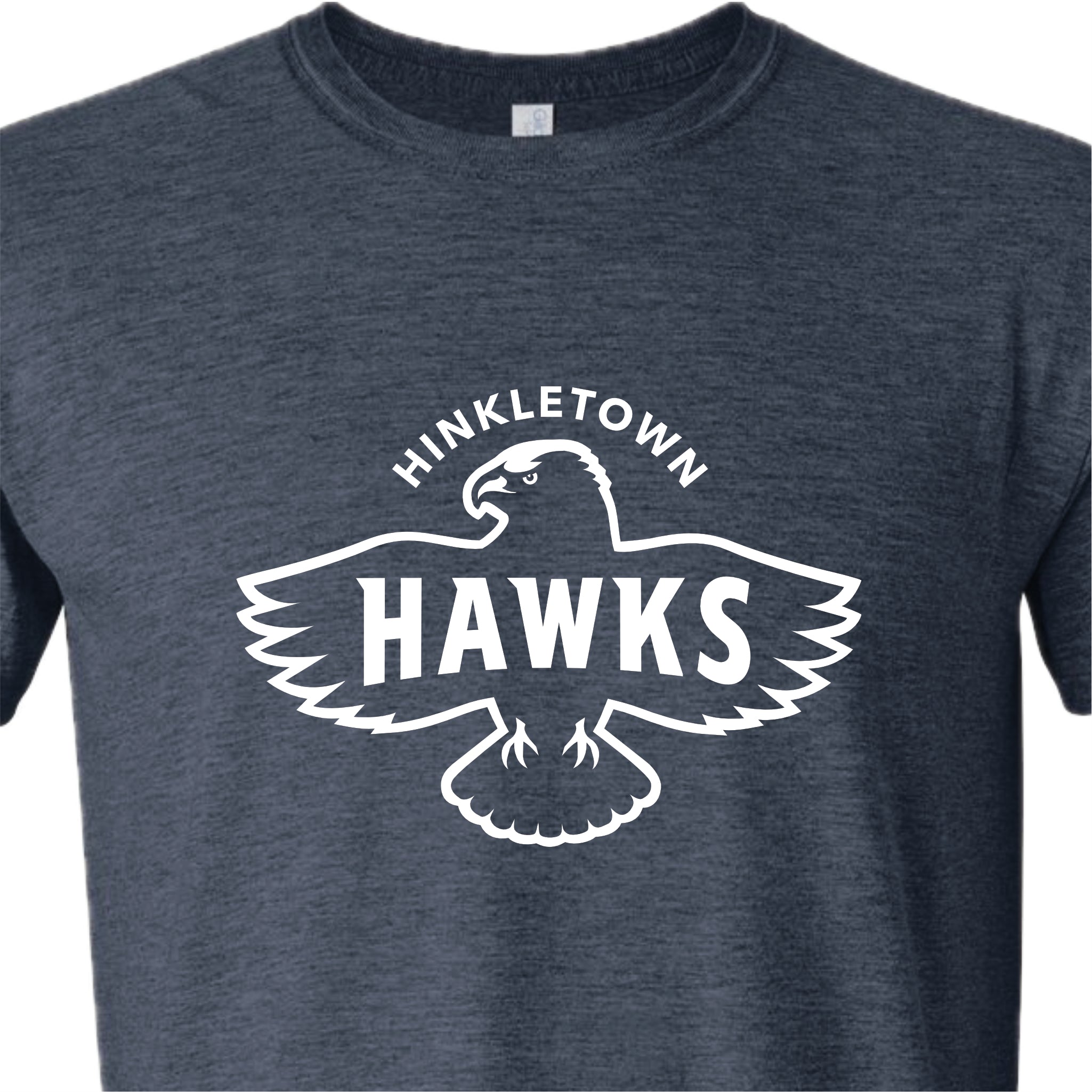 HHSH02-1  Heather Navy Hawk Logo Tee