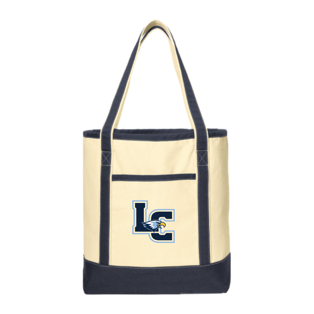 LCS100 - Navy/Natural Coton Canvas Tote 16.5"H x 14"W x 7.5"D