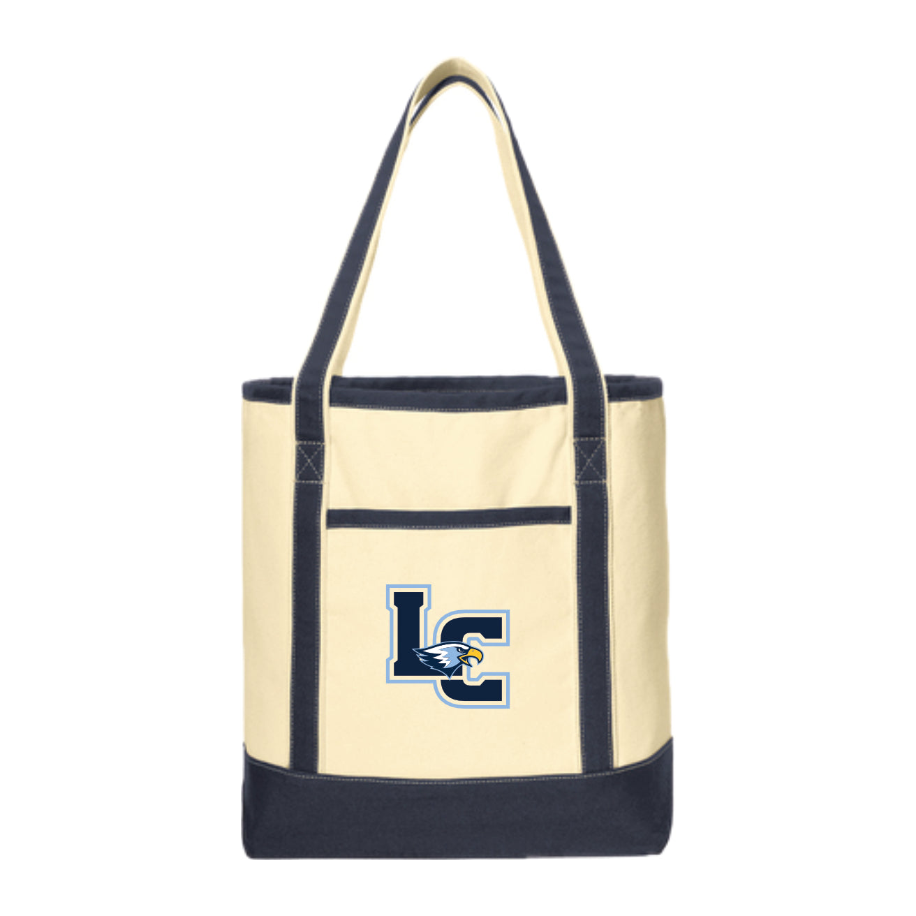 LCS100 - Navy/Natural Coton Canvas Tote 16.5"H x 14"W x 7.5"D