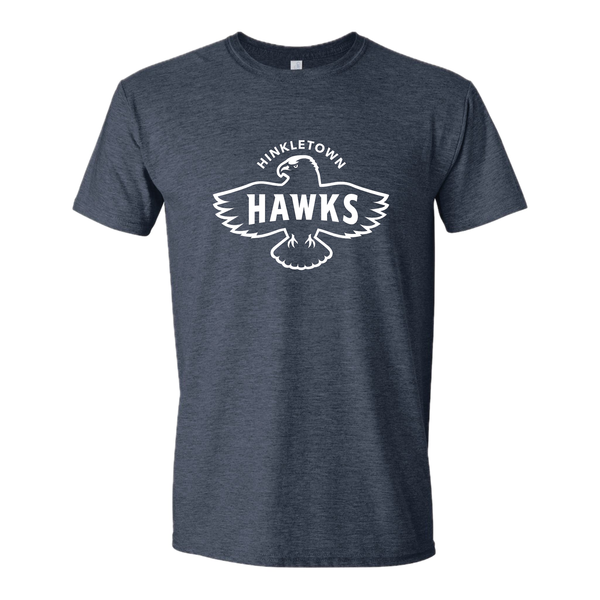 HHSH02-1  Heather Navy Hawk Logo Tee