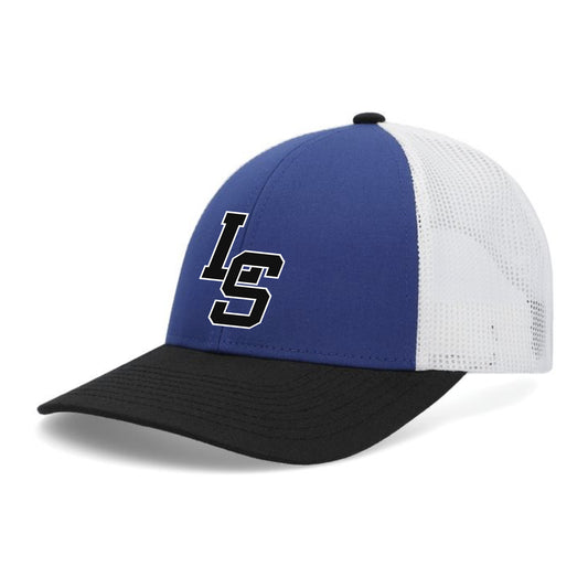 24388-47 Royal/White/Black Trucker Hat | One Size Fits Most