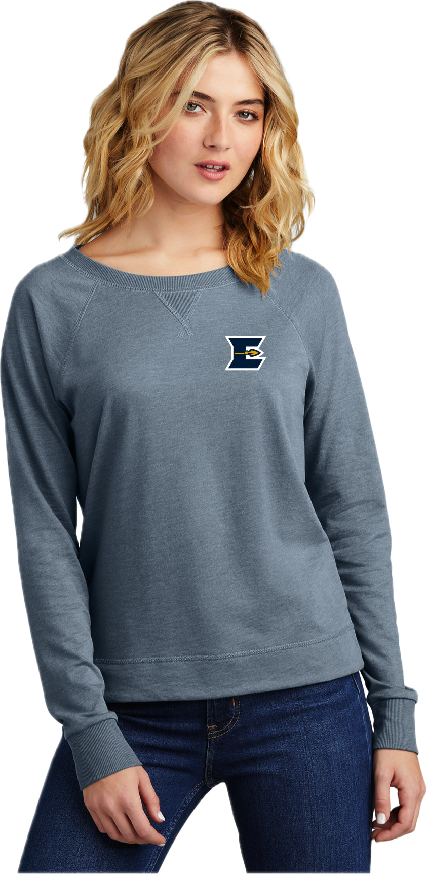 ELIS25-03 Women's Flint Blue Heather Crew Neck Sweatshirt