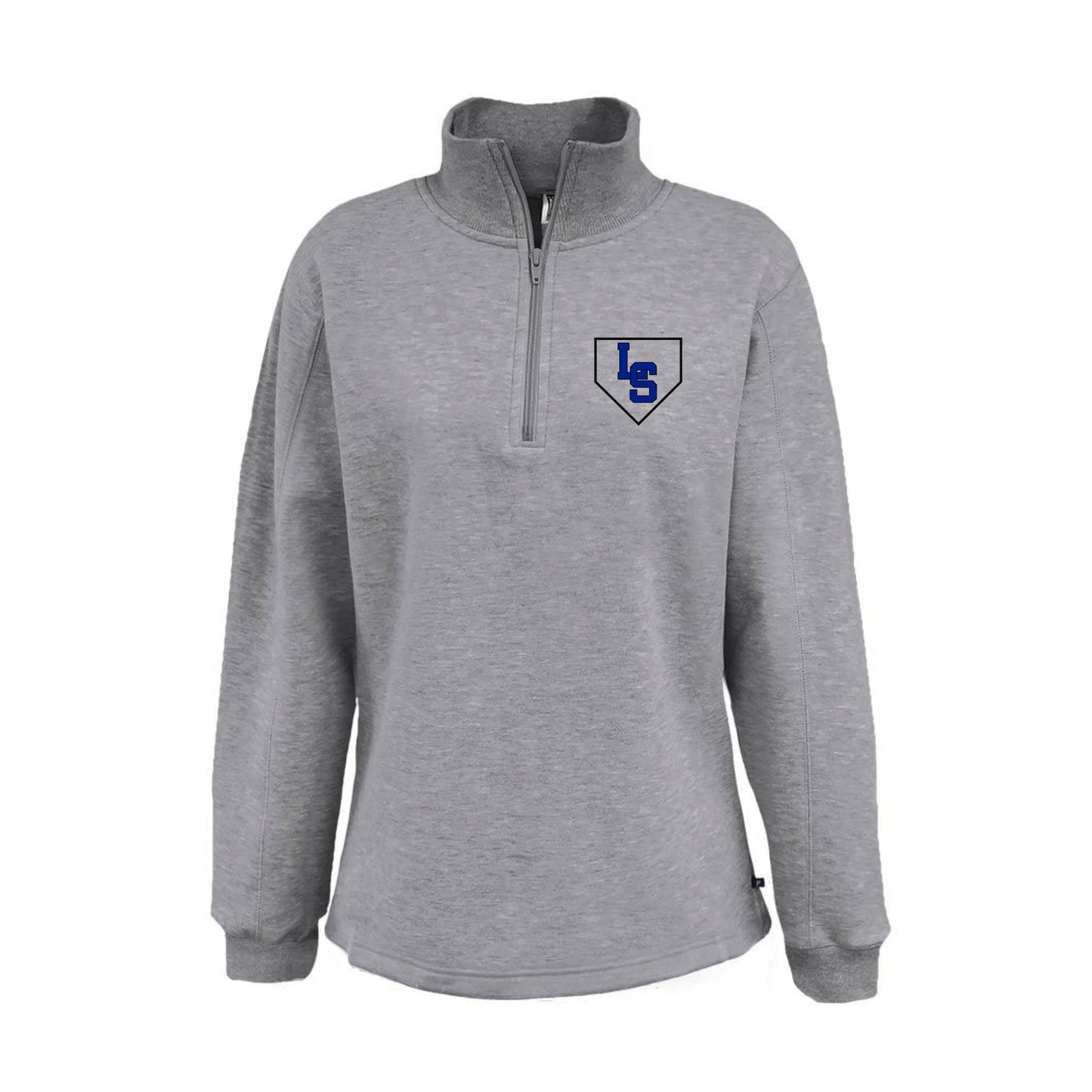 24388-43  Ladies Grey Sweatshirt 1/4 Zip | LS Diamond Logo