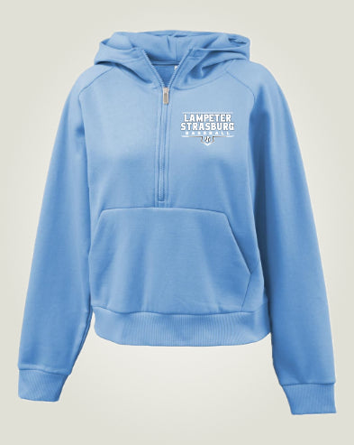 LSYB01 - 018 Lake Blue Ladies 1/2 Crop Hoodie