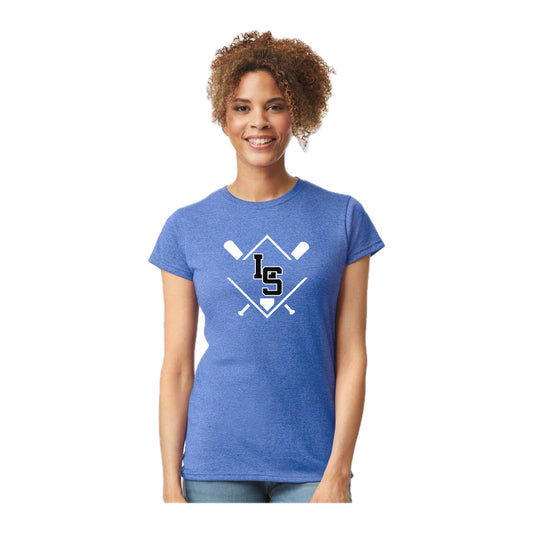 LSY0225-LS02 Heather Royal LS Women's Short Sleeve Tee