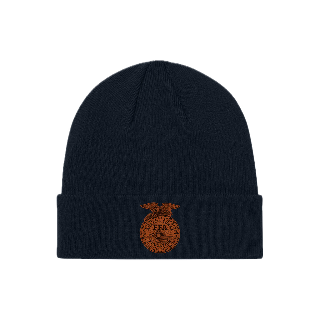 ELFFA01 - 11 Navy Beanie w/Leather Patch