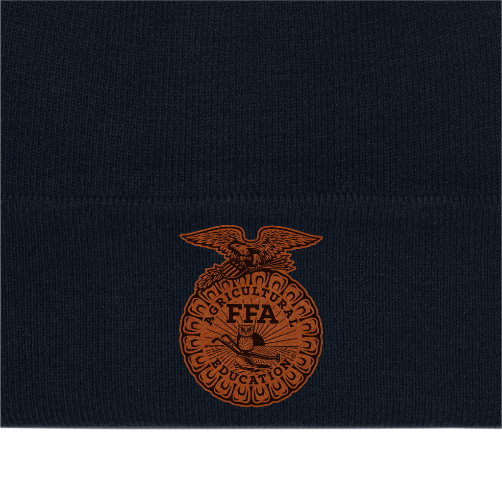 ELFFA01 - 11 Navy Beanie w/Leather Patch