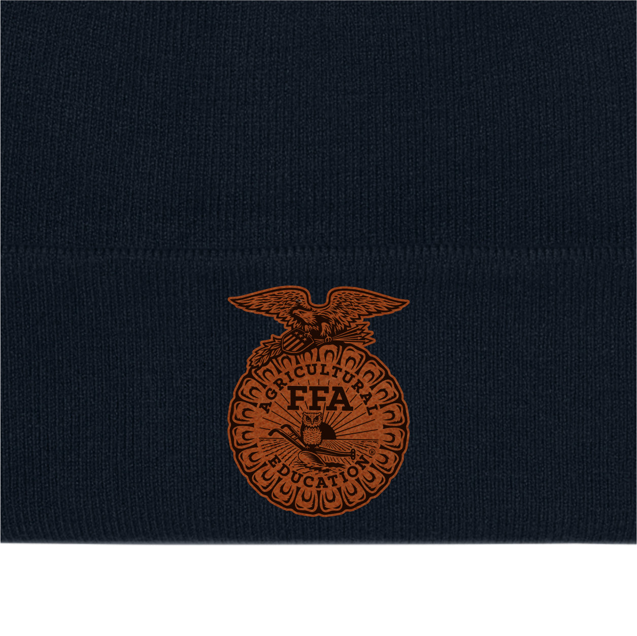 ELFFA01 - 11 Navy Beanie w/Leather Patch