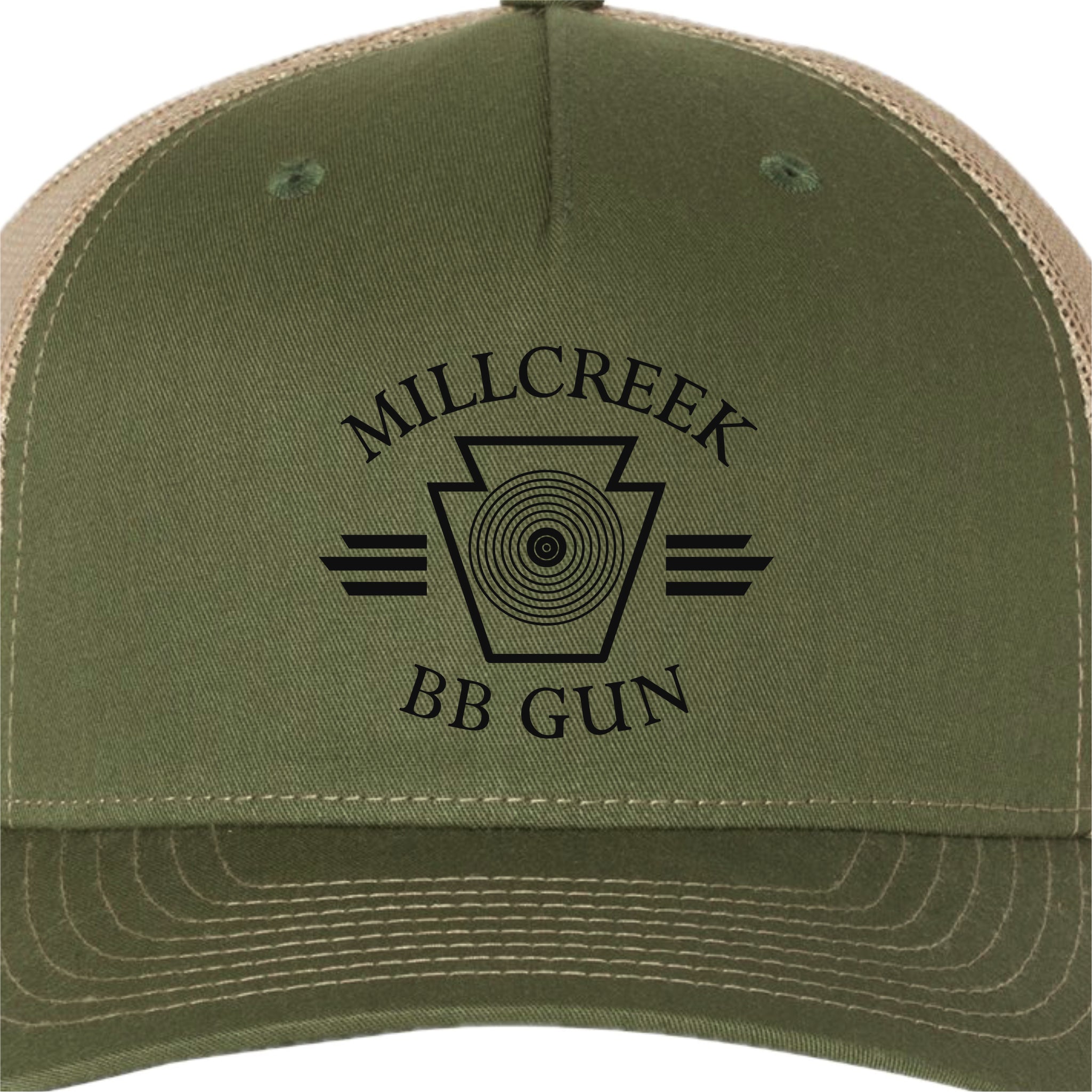 MILBBSH03-11 Richardson Olive Green/Tan Adjustable Trucker Hat