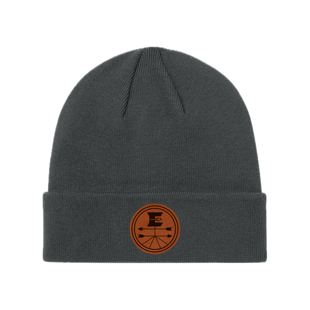 ELFFA01 - 12 Grey Beanie w/Leather Patch