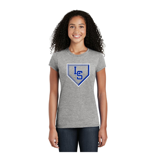 24388-13  Ladies Grey Short Sleeve Tee | LS Diamond Logo