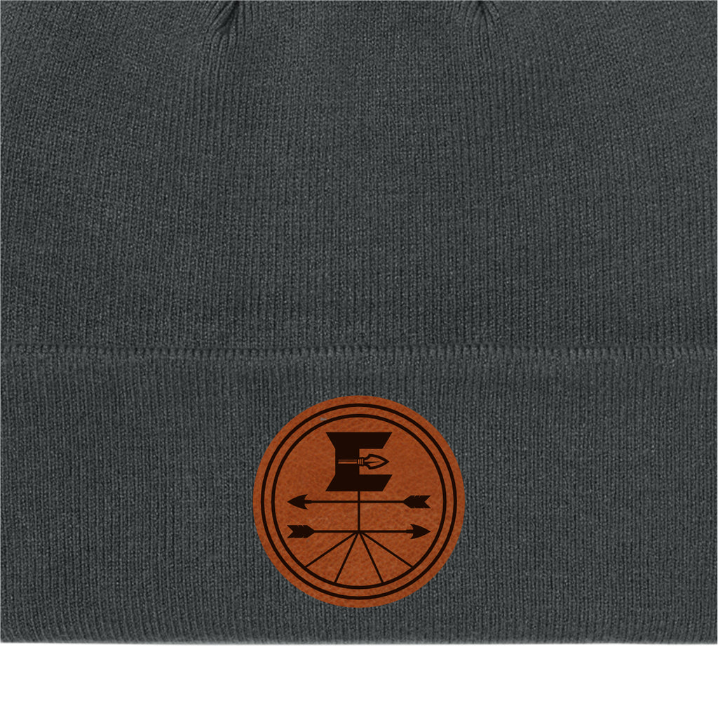 ELFFA01 - 12 Grey Beanie w/Leather Patch