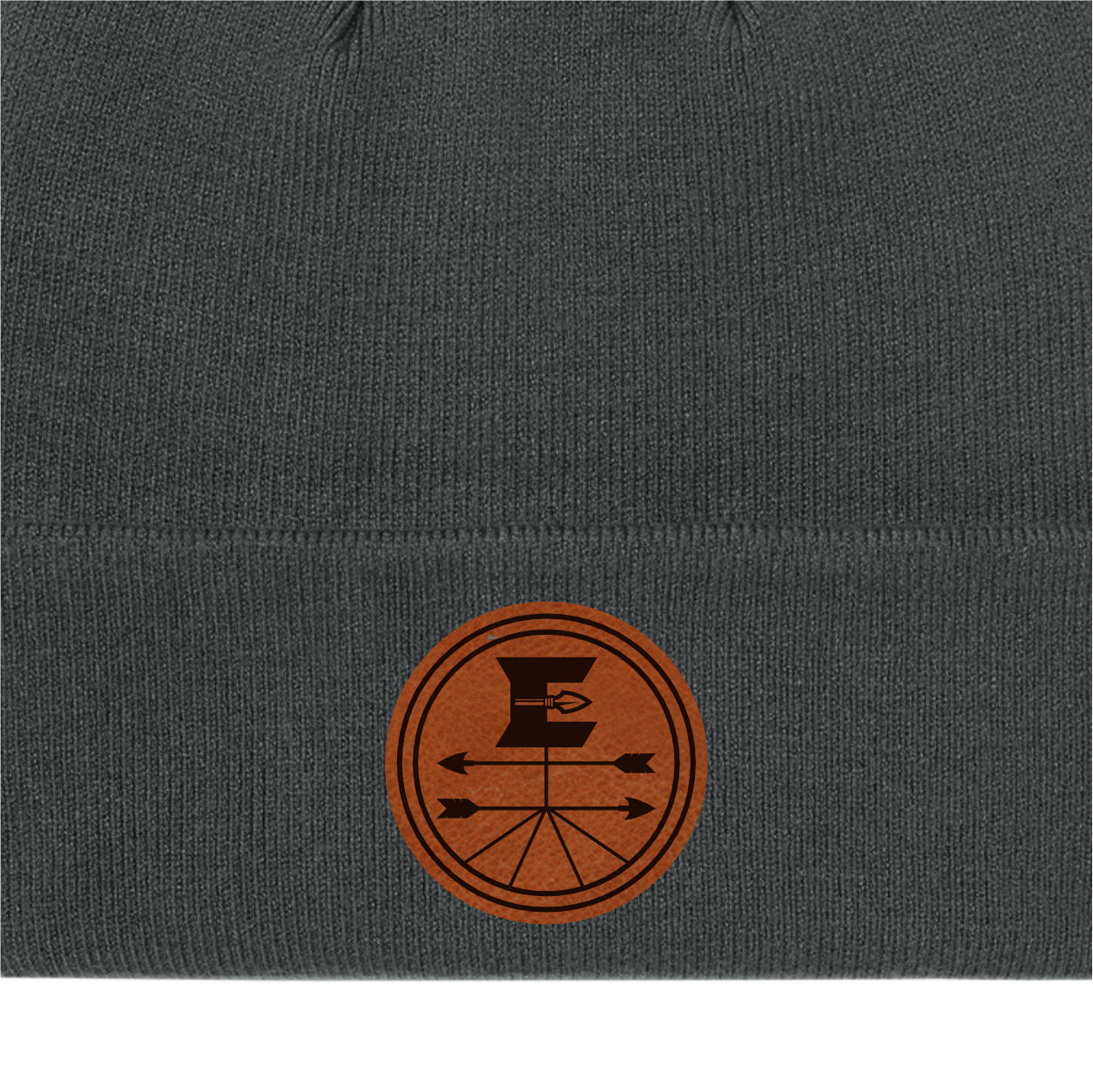 ELFFA01 - 12 Grey Beanie w/Leather Patch