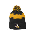 LMHSOCSH01 - 35 Black/Gold Stripe Pom Pom Beanie