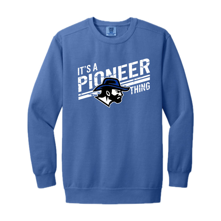 LSHHSH01 - 17 Flo Blue PIO THING Comfort Colors Crewneck Sweatshirt