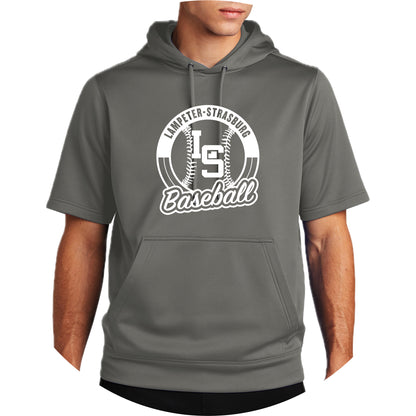 LSY0225-B12 Charcoal Baseball Short Sleeve Fleece Hoody