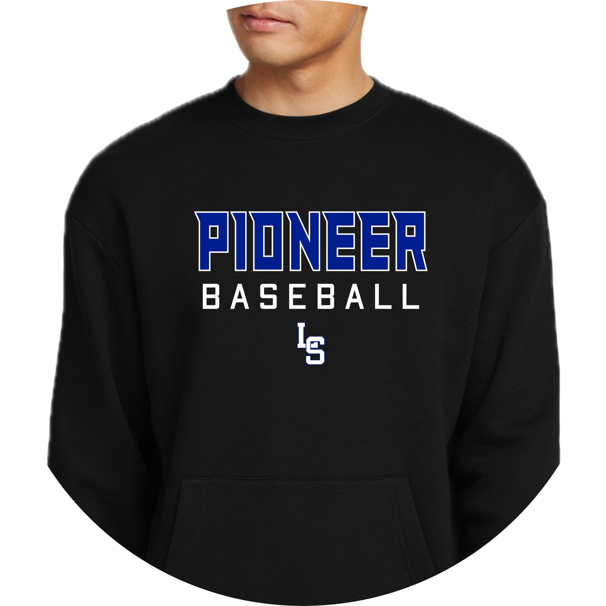 LSHS0225-16  New Era Black Pocket Crewneck Sweatshirt