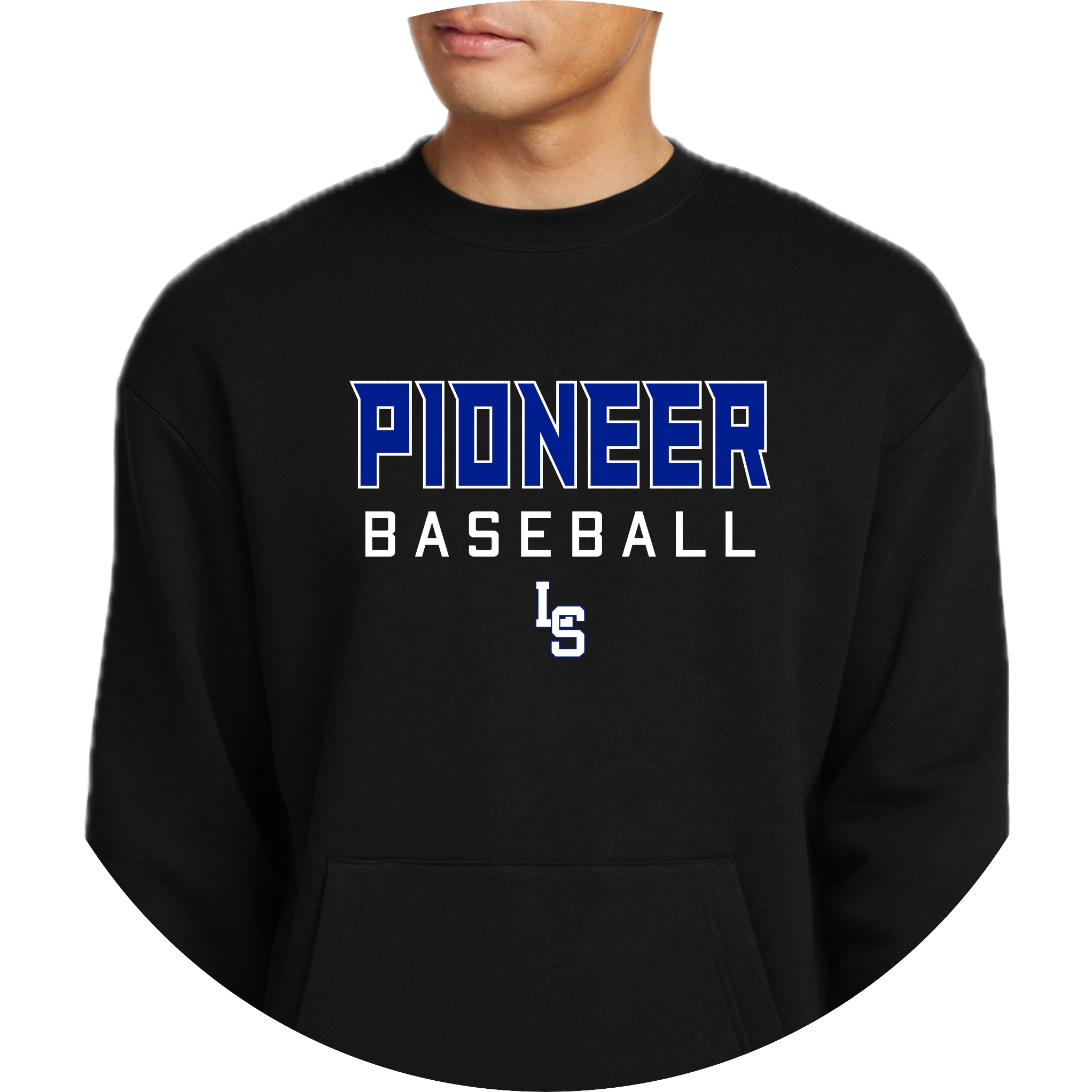 LSHS0225-16  New Era Black Pocket Crewneck Sweatshirt