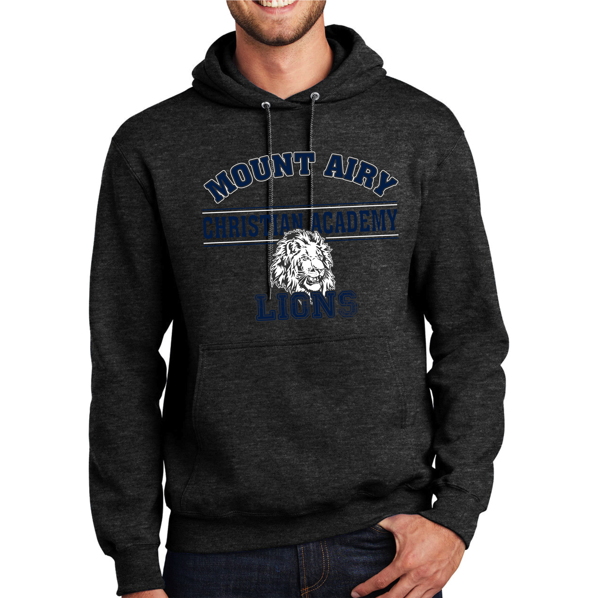 MACA016 - Dark Heather Grey Hooded Sweatshirt