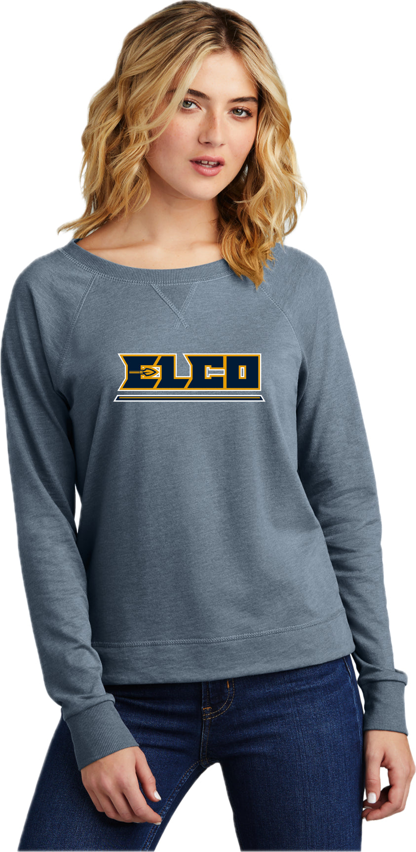 ELIS25-03 Women's Flint Blue Heather Crew Neck Sweatshirt