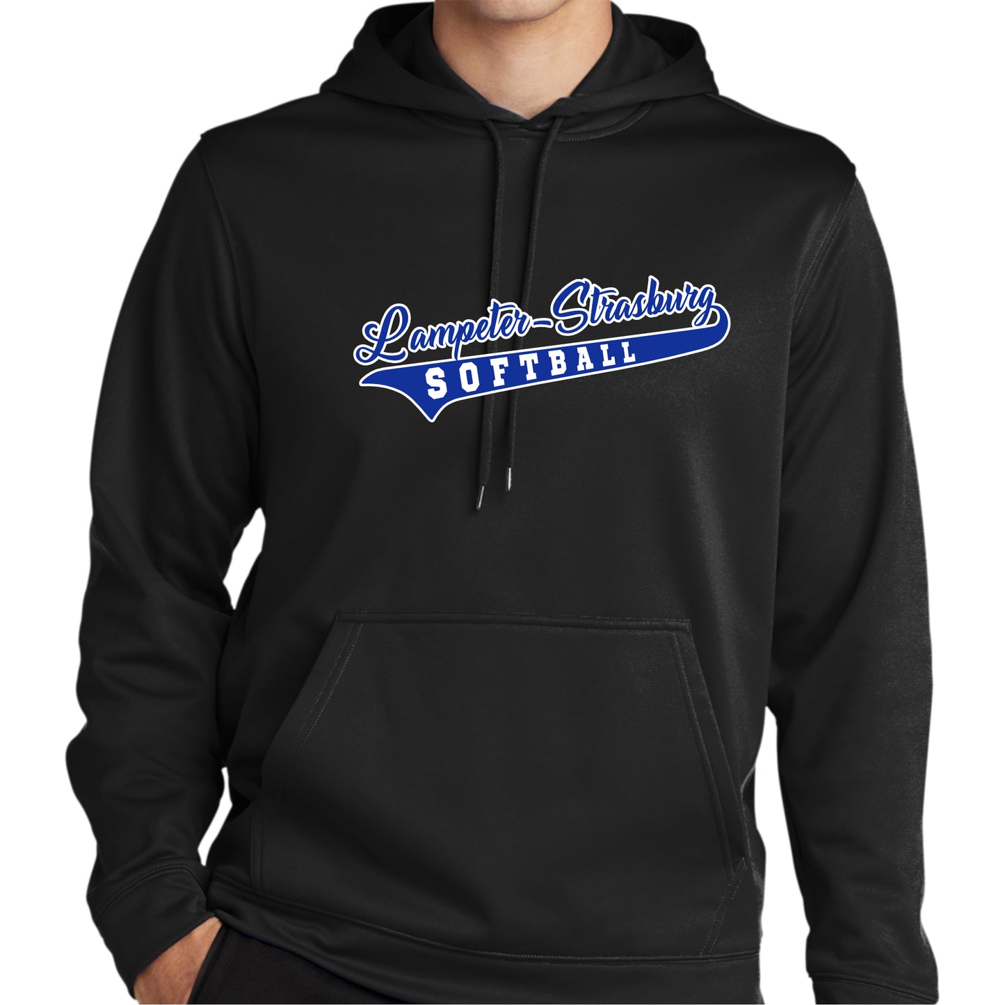 24388-29  Black Performance Hoody | Softball Script Logo