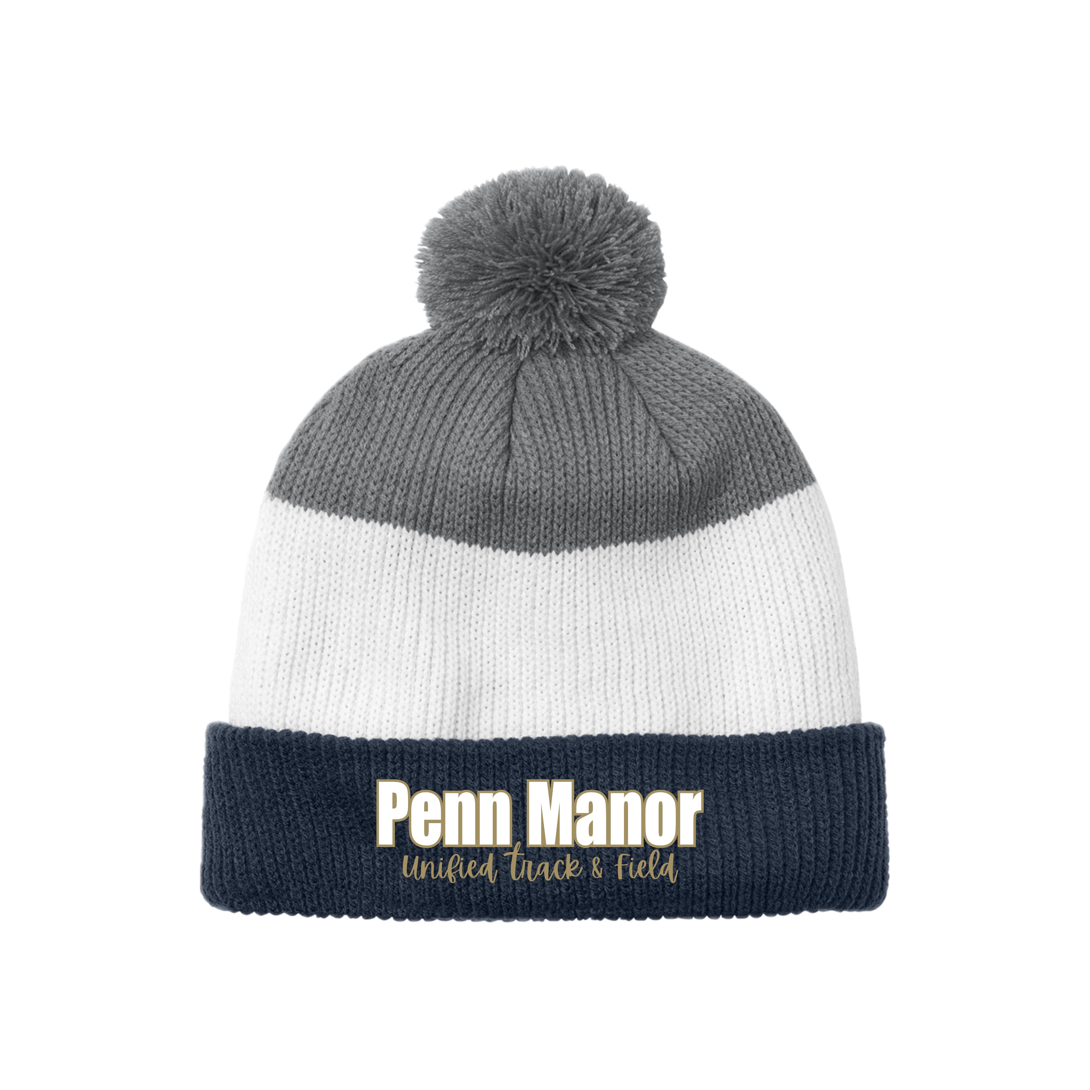 PMUNSH01 - 14 Navy/White/Grey Beanie