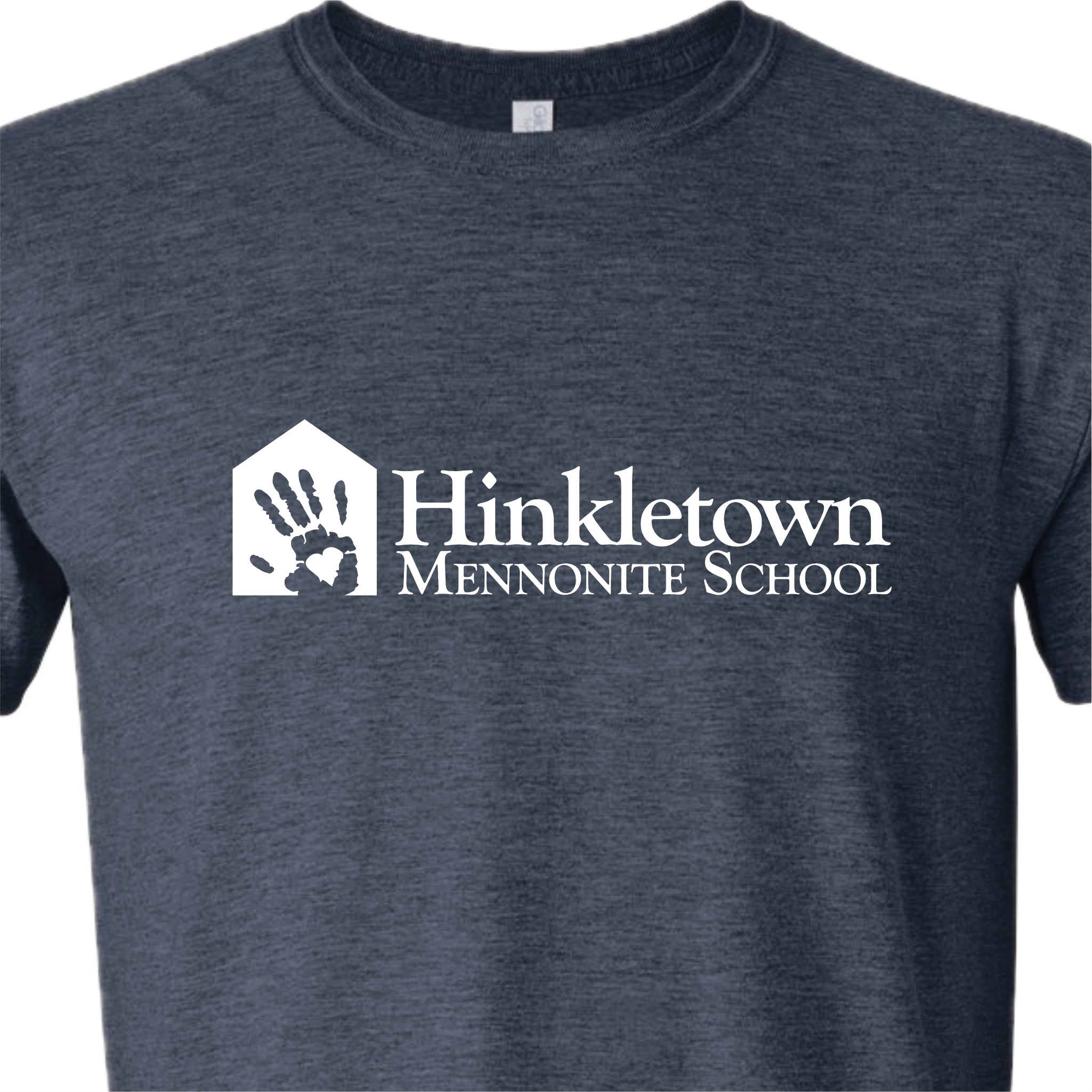 HHSH02-2  Heather Navy Hinkletown Logo Tee
