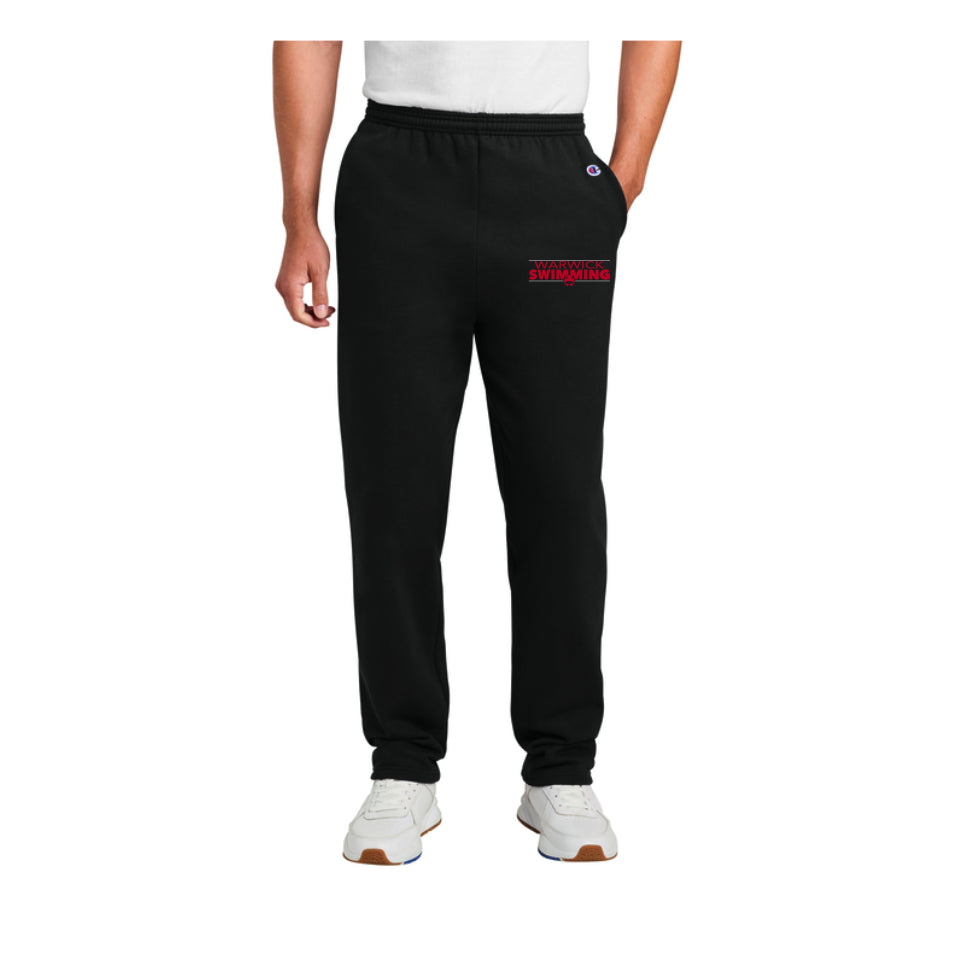 WARSWSH01-32 Black Champion Open Bottom Sweatpants