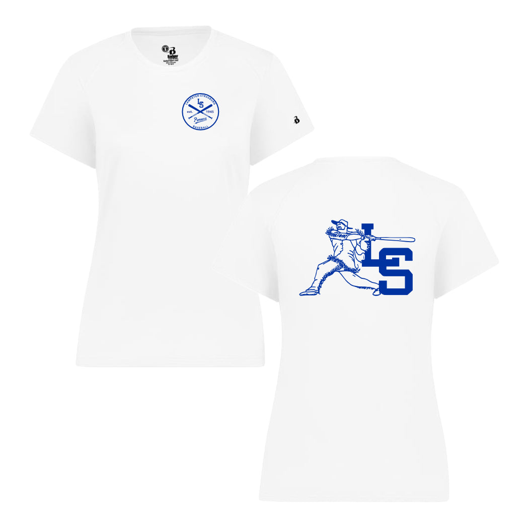 LSBSH04 - 24 Swinging Pio Ladies White Performance Short Sleeve Tee