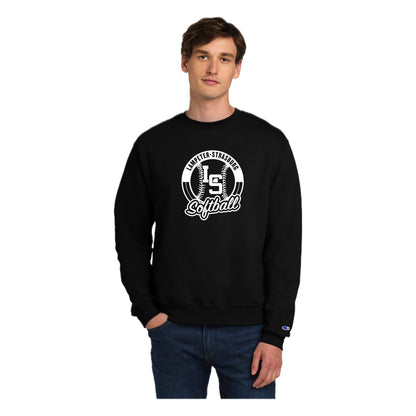 LSY0225-S09 Black Softball Champion Crewneck Sweatshirt