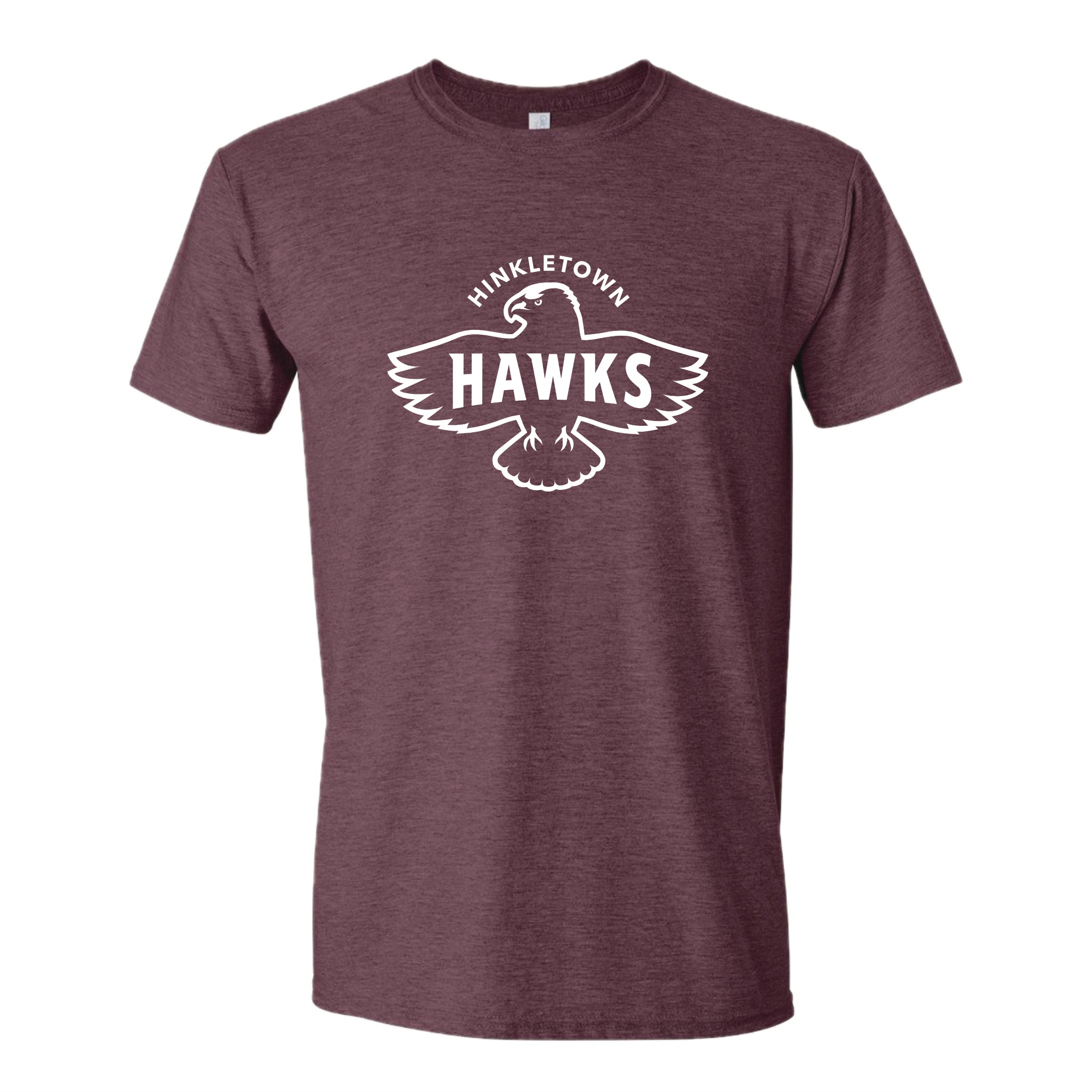 HHSH02-3  Heather Maroon Hawk Logo Tee
