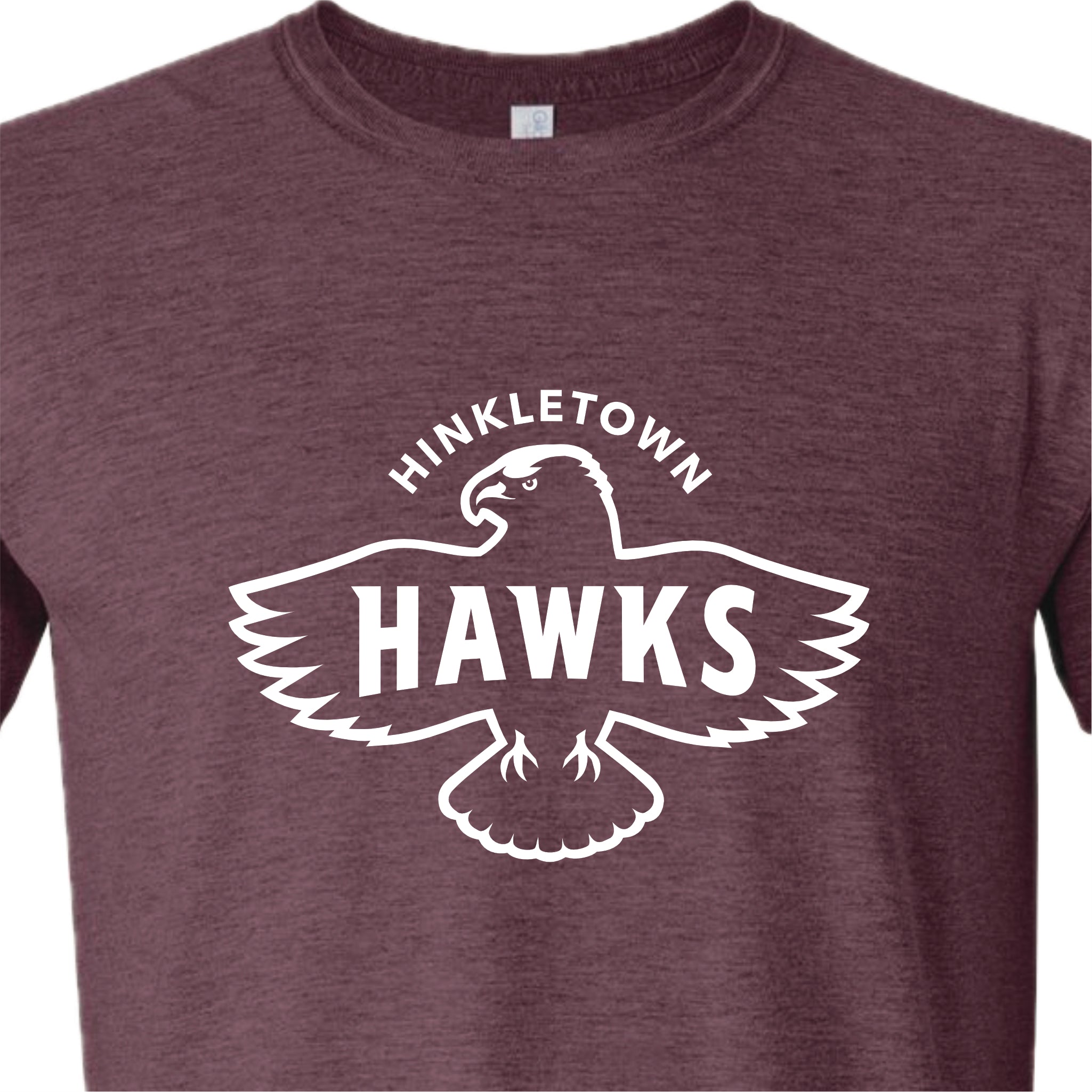 HHSH02-3  Heather Maroon Hawk Logo Tee