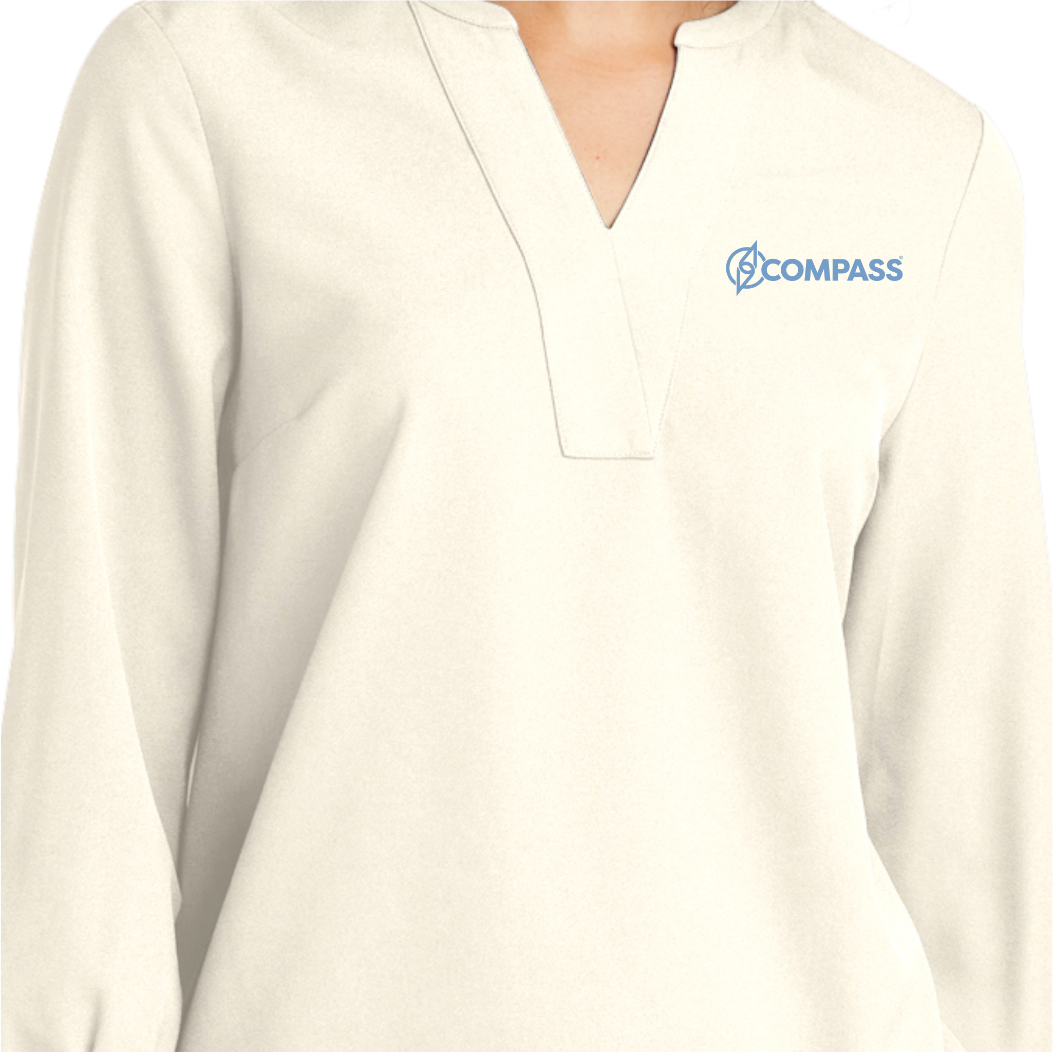 COM027 Ivory Ladies 3/4 Sleeve Blouse