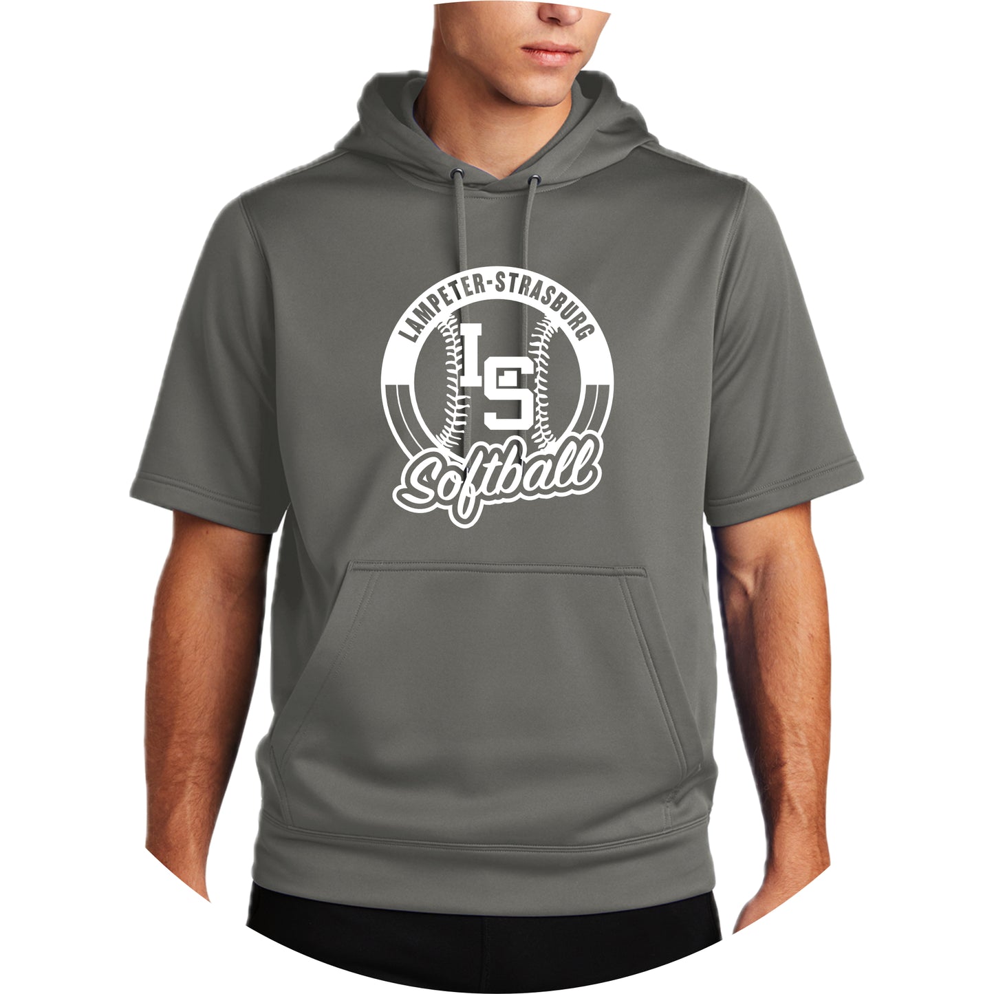 LSY0225-S12 Charcoal Softball Short Sleeve Fleece Hoody