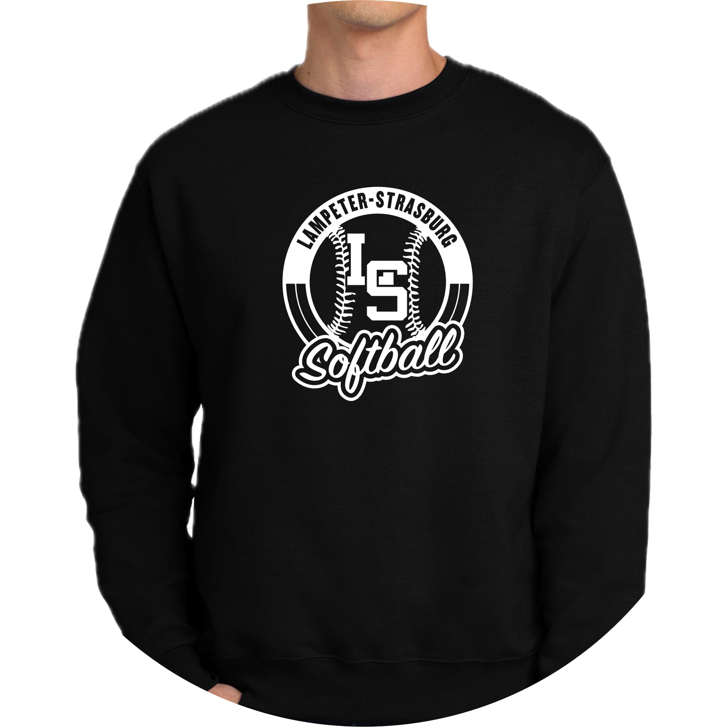 LSY0225-S09 Black Softball Champion Crewneck Sweatshirt