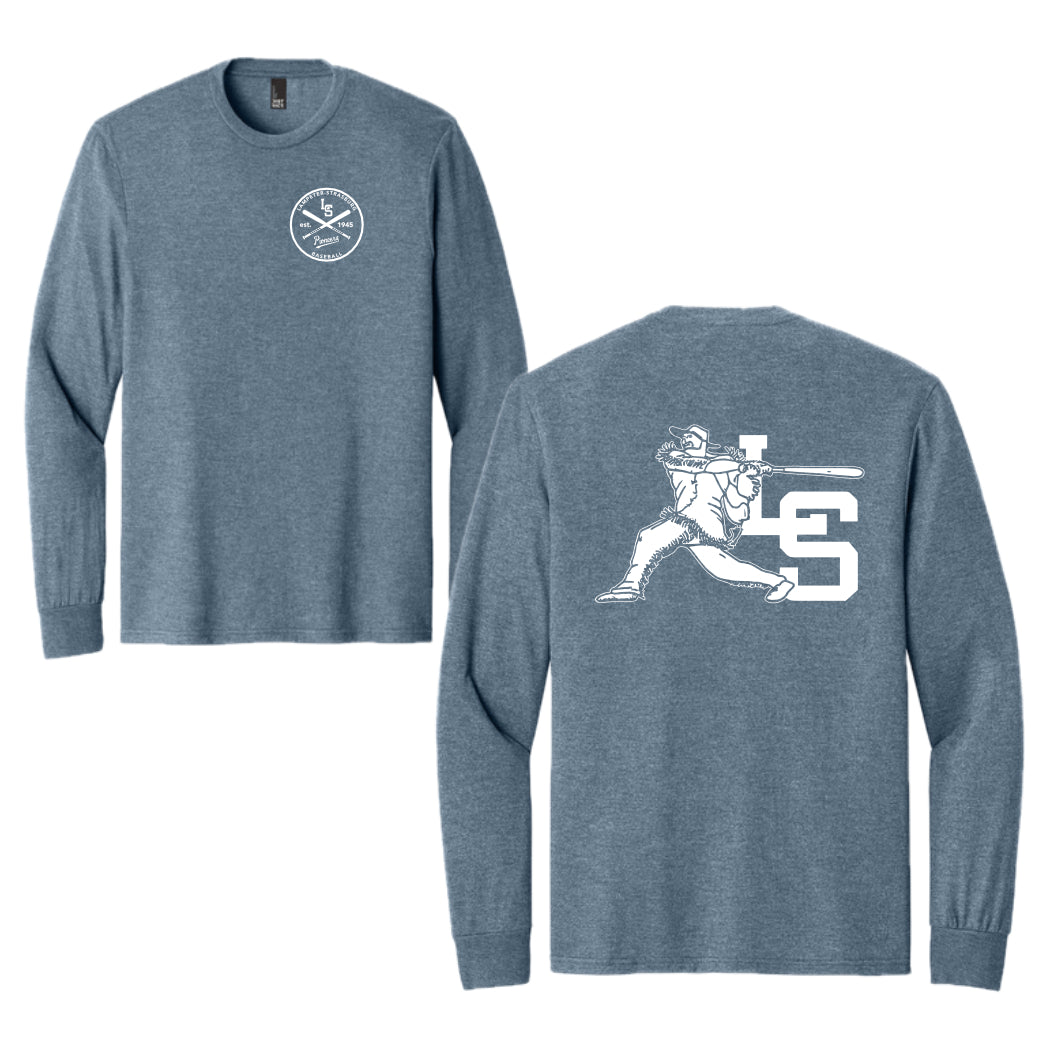 LSBSH04 - 28 Swinging Pio Flint Blue Heather Triblend Long Sleeve Tee