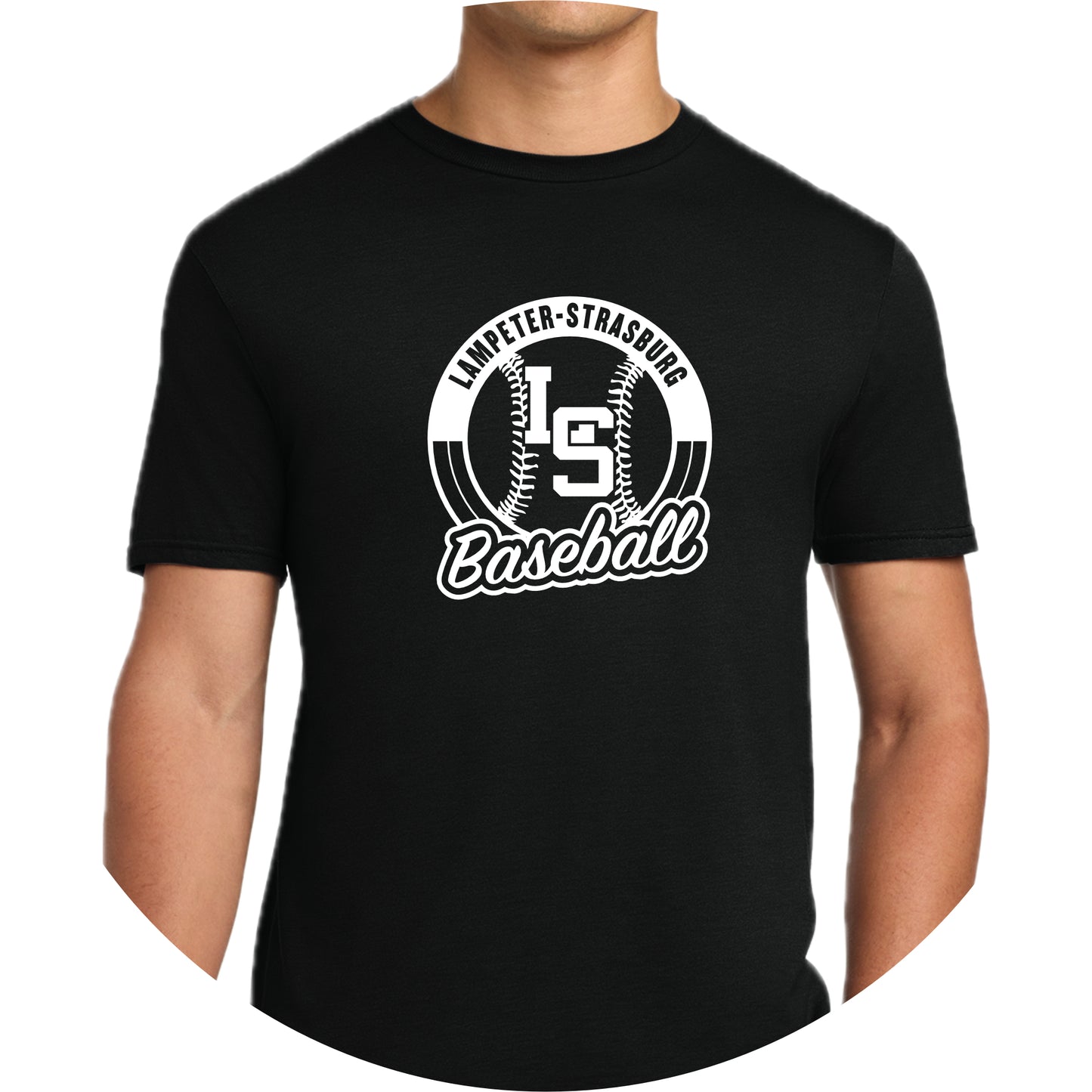 LSY0225-B03 Black Baseball Short Sleeve Tee