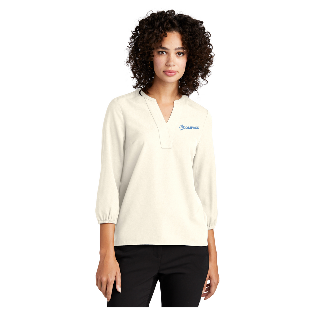 COM027 Ivory Ladies 3/4 Sleeve Blouse