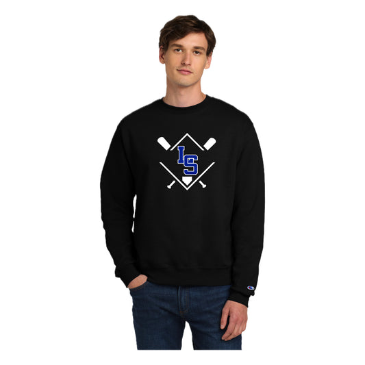 LSY0225-LS09 Black LS Champion Crewneck Sweatshirt