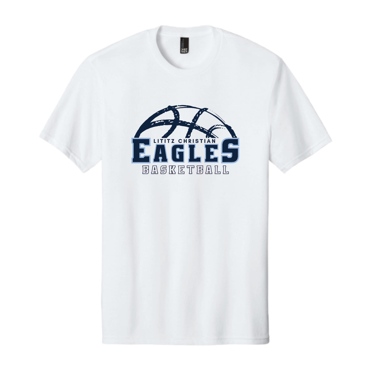 LCS122- Eagles Distressed Basketball Short Sleeve White Tee