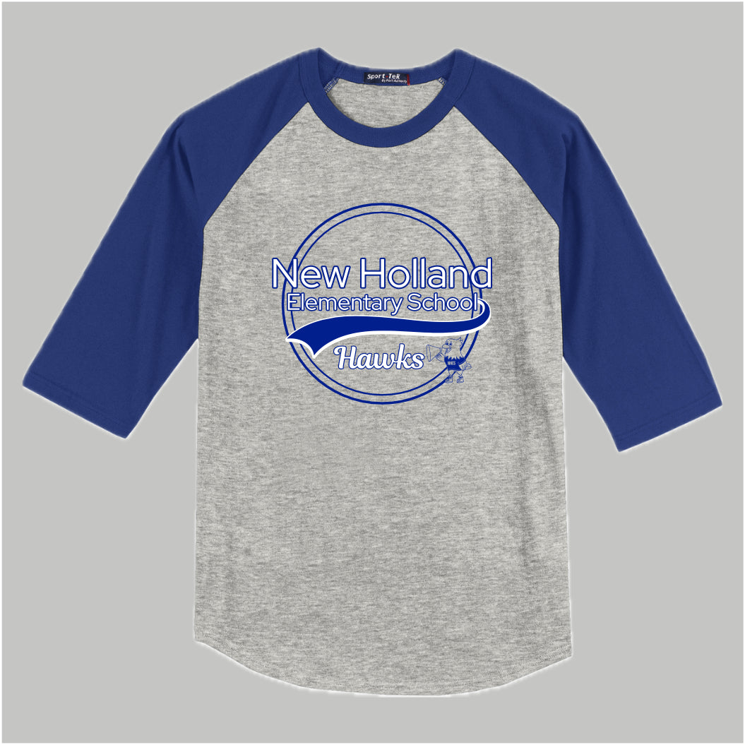 NHE055-05 Heather Grey/Royal Raglan Jersey