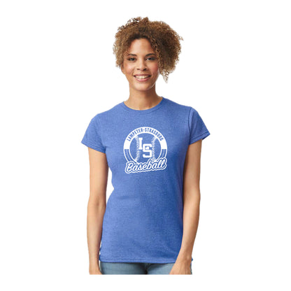 LSY0225-B02 Heather Royal Baseball Women's Short Sleeve Tee