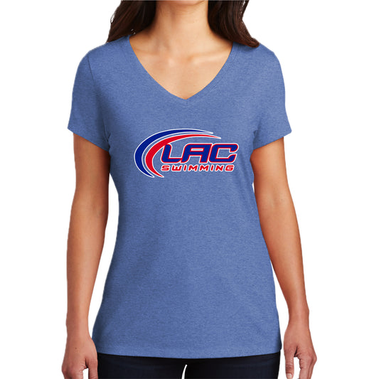 LACSH005 03 Maritime Frost Women's Triblend Short Sleeve V-Neck Tee