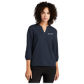 COM025 Navy Ladies 3/4 Sleeve Blouse