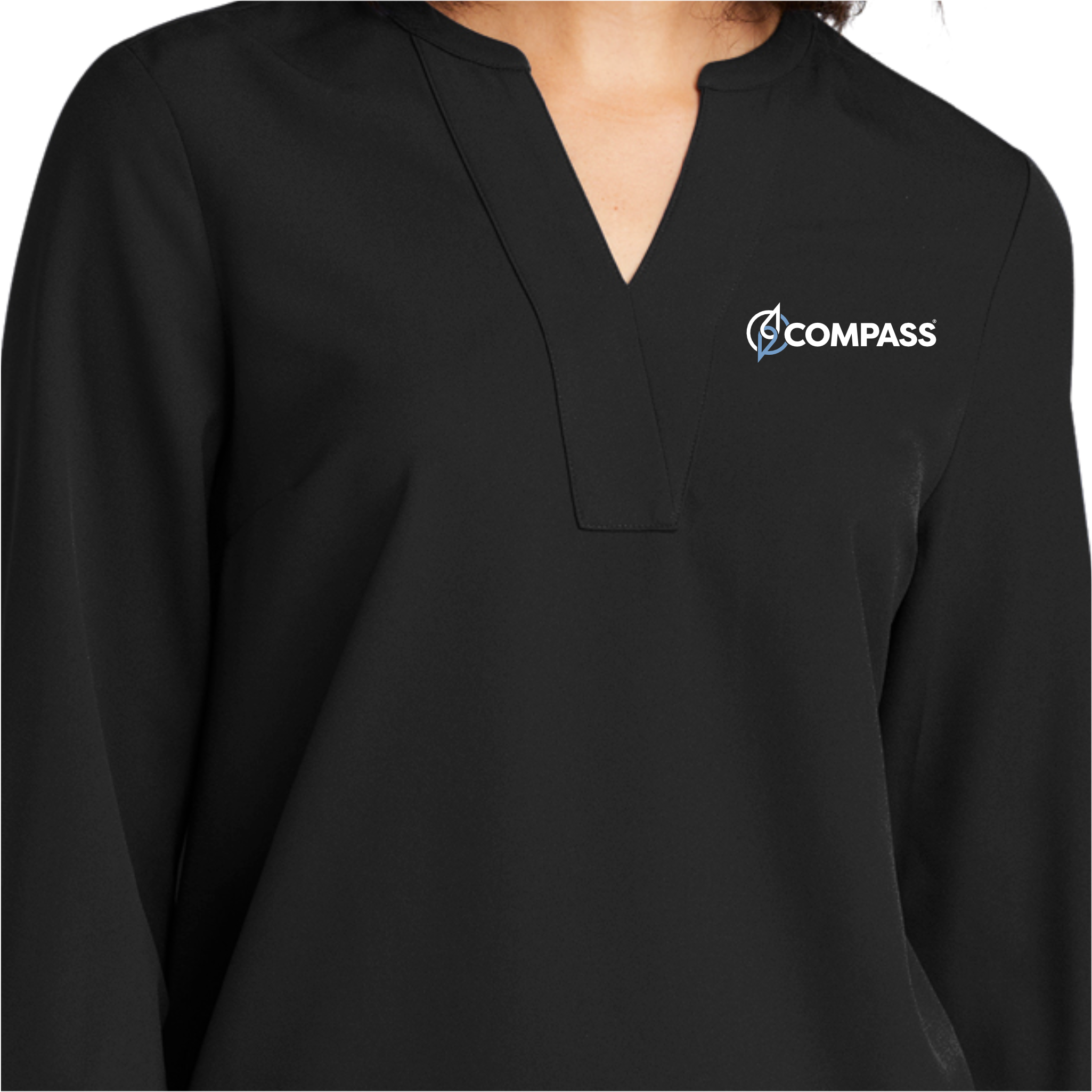 COM026 Black Ladies 3/4 Sleeve Blouse