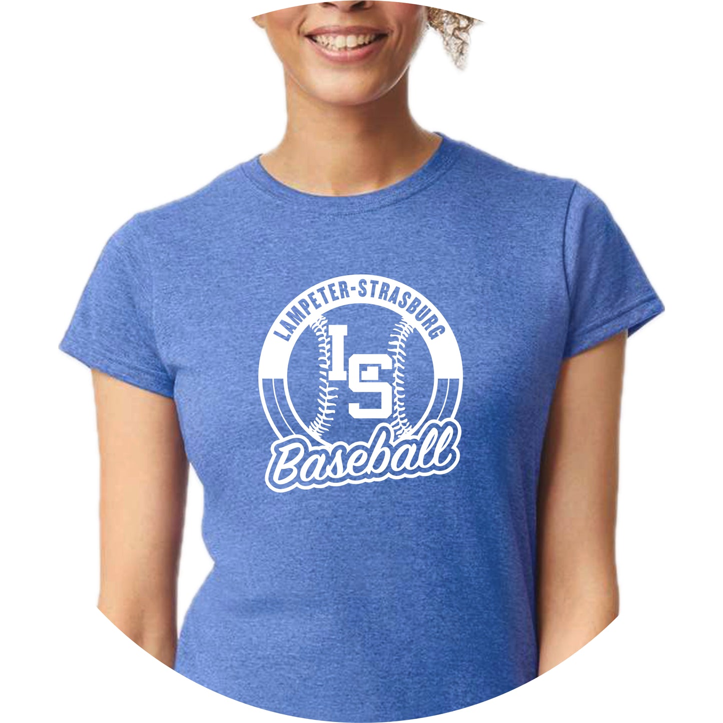 LSY0225-B02 Heather Royal Baseball Women's Short Sleeve Tee