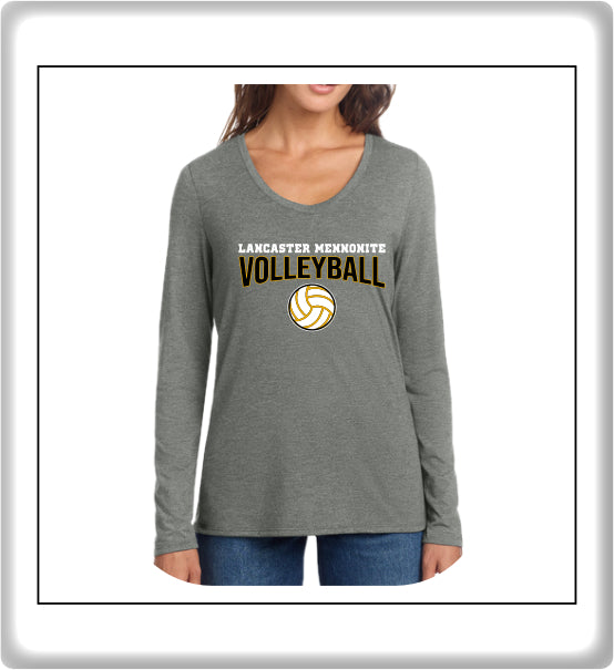 LMHVB01 - 012 Ladies Heathered Charcoal Long Sleeve Tee
