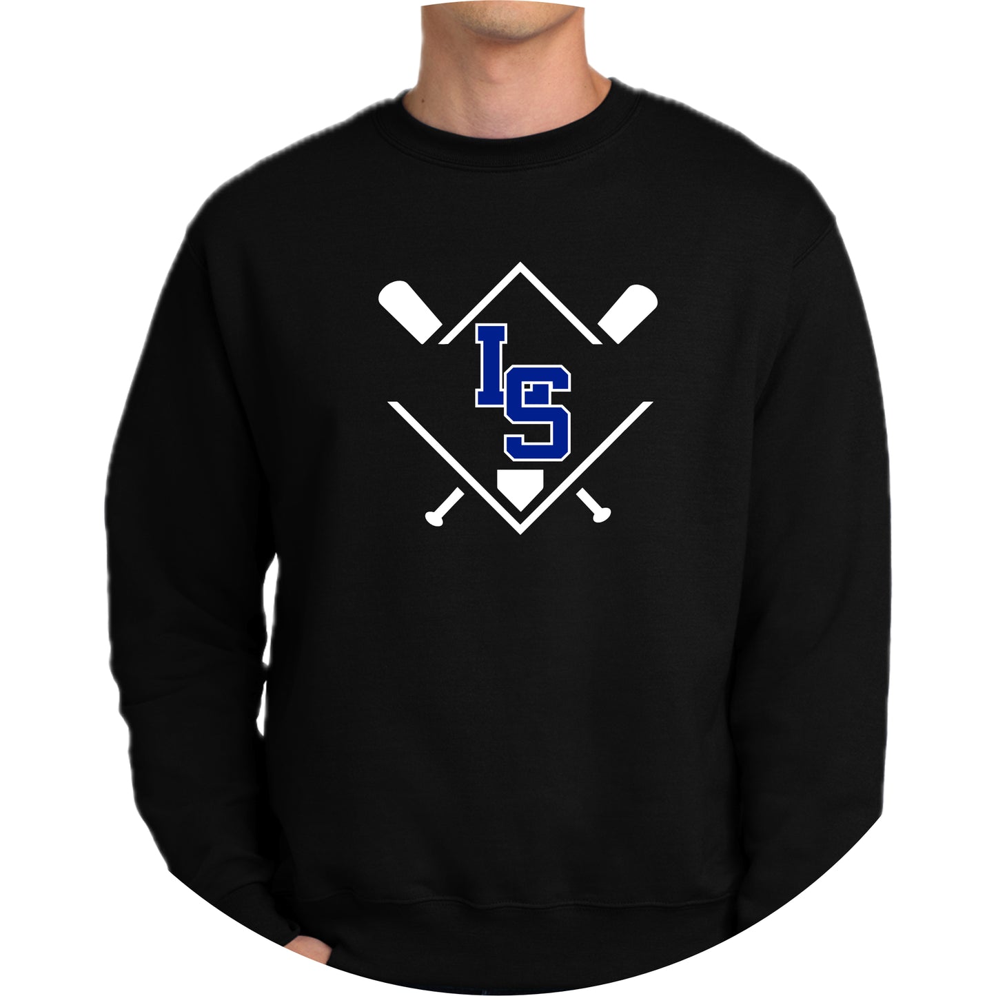 LSY0225-LS09 Black LS Champion Crewneck Sweatshirt